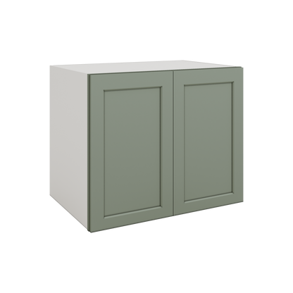 24", 27", 30", 33" & 36" Wide Full Height Door 14SG Sage Green Shaker 1-1/4" Overlay Base Cabinet - Double Door