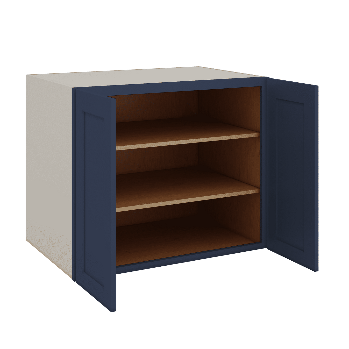 Full Height Door NB29 Naval Blue Shaker 1-1/4" Overlay Wall Cabinet - Double Door 24", 27", 30", 33" & 36" Wide
