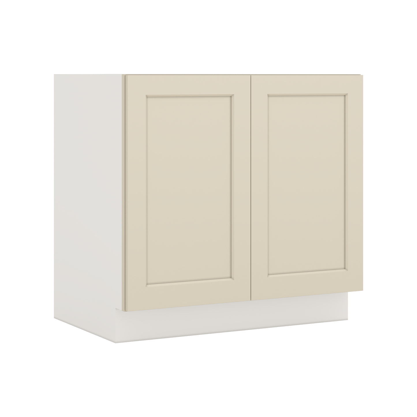 Full Height Door Manhattan Cream Shaker 1-1/4" Overlay Wall Cabinet - Double Door 24", 27", 30", 33" & 36" Wide