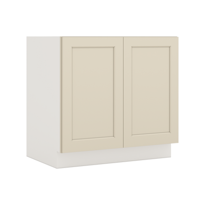 Full Height Door Manhattan Cream Shaker 1-1/4" Overlay Wall Cabinet - Double Door 24", 27", 30", 33" & 36" Wide