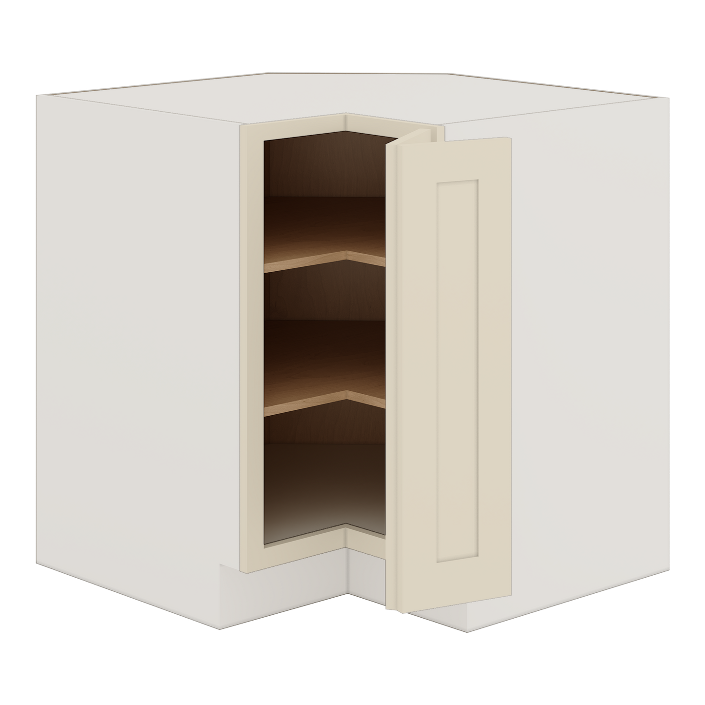 Lazy Susan Base Cabinet 33" & 36" Manhattan Cream Shaker 1-1/4" Overlay