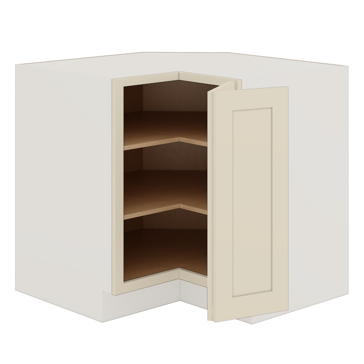 Lazy Susan Base Cabinet 33" & 36" Manhattan Cream Shaker 1-1/4" Overlay