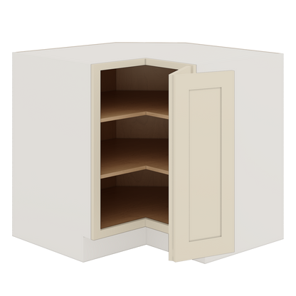 Lazy Susan Base Cabinet 33" & 36" Manhattan Cream Shaker 1-1/4" Overlay