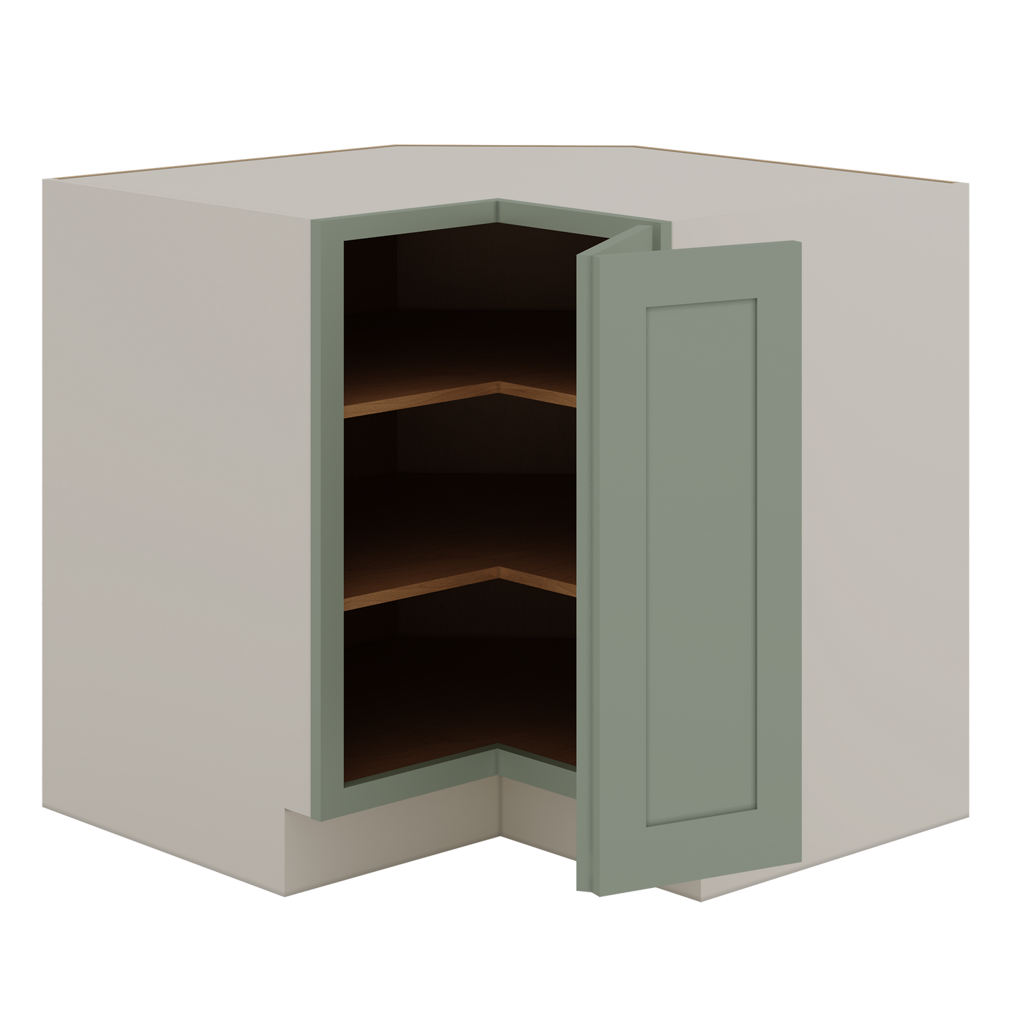 33" & 36" Lazy Susan Base Cabinet 14SG Sage Green Shaker 1-1/4" Overlay