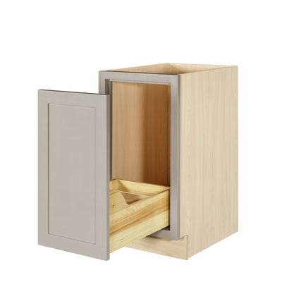 Tuscan Gray Inset Shaker Trash Can Pullout Base Cabinet 18"