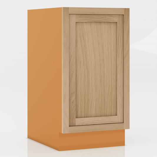 White Oak Inset Shaker Trash Can Pullout Base Cabinet 18" - Special Order
