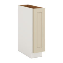 Spice Rack Pull Out Base Cabinet 9" & 12" Wide Manhattan Cream Shaker 1-1/4" Overlay