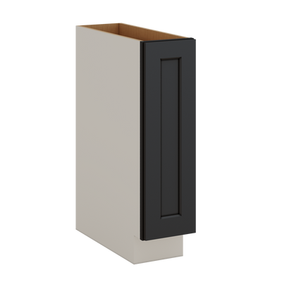 Spice Rack Pull Out Base Cabinet 9" & 12" Wide 15HNS Hermosa Noir Black Shaker 1-1/4" Overlay