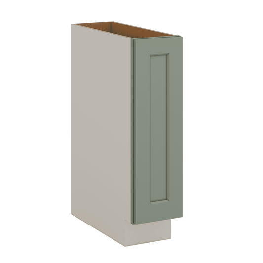 6", 9" & 12" Wide Spice Rack Pull Out Base Cabinet Sage Green Shaker 1-1/4" Overlay