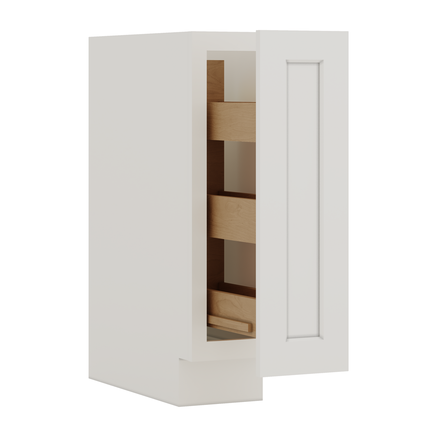 Spice Rack Pull Out Base Cabinet 6", 9" & 12" Wide 2WS White Shaker 1-1/4" Overlay