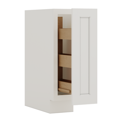 Spice Rack Pull Out Base Cabinet 6", 9" & 12" Wide 2WS White Shaker 1-1/4" Overlay