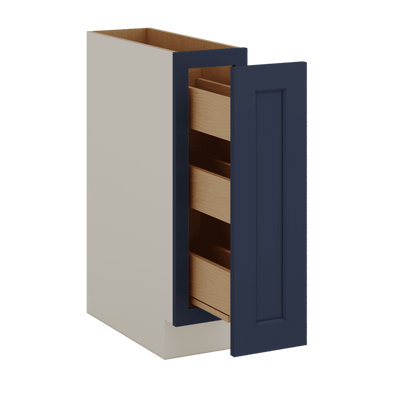 Spice Rack Pull Out Base Cabinet 9" & 12" Wide 29NB Naval Blue Shaker 1-1/4" Overlay