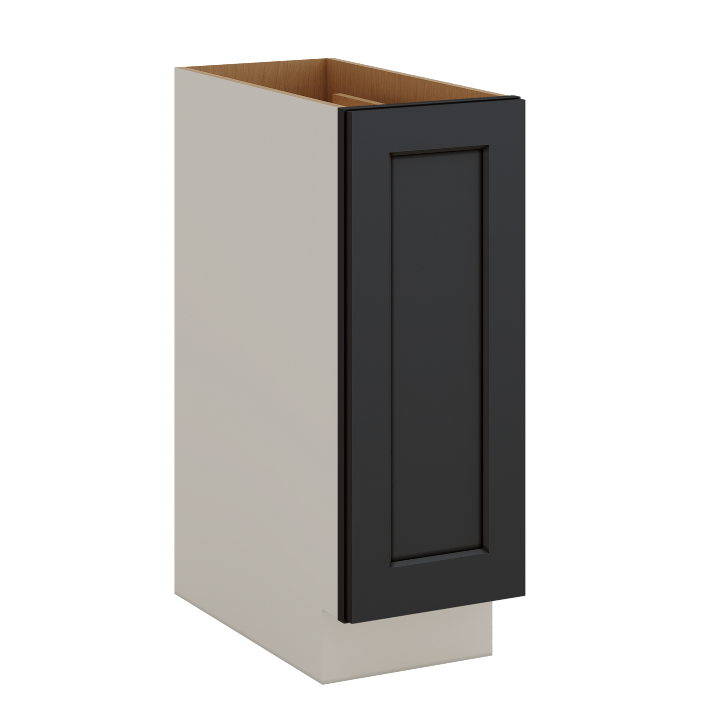 Spice Rack Pull Out Base Cabinet 6", 9" & 12" Wide 15HNS Hermosa Noir Black Shaker 1-1/4" Overlay