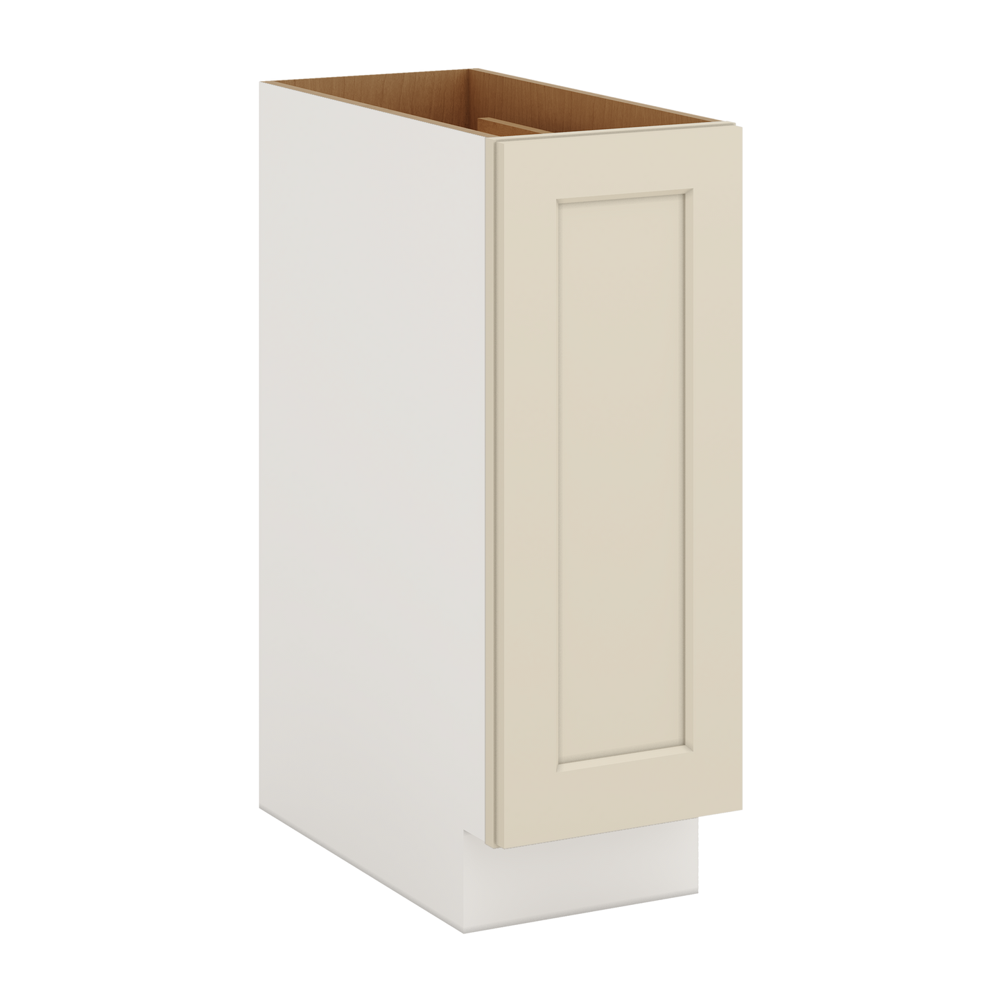 Spice Rack Pull Out Base Cabinet 6", 9" & 12" Wide Manhattan Cream Shaker 1-1/4" Overlay