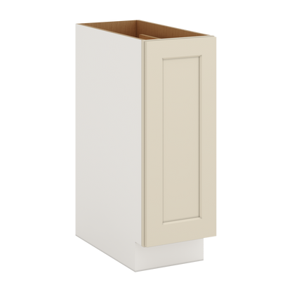 Spice Rack Pull Out Base Cabinet 6", 9" & 12" Wide Manhattan Cream Shaker 1-1/4" Overlay