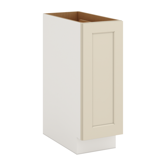 Spice Rack Pull Out Base Cabinet 6", 9" & 12" Wide Manhattan Cream Shaker 1-1/4" Overlay