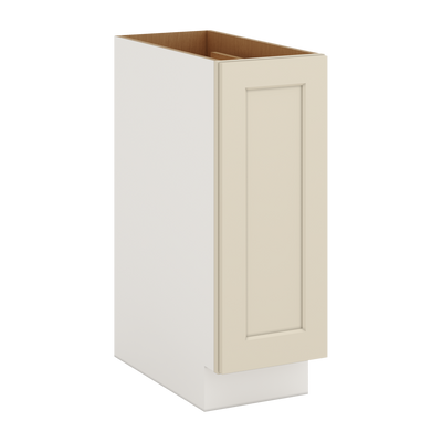 Spice Rack Pull Out Base Cabinet 9" & 12" Wide Manhattan Cream Shaker 1-1/4" Overlay