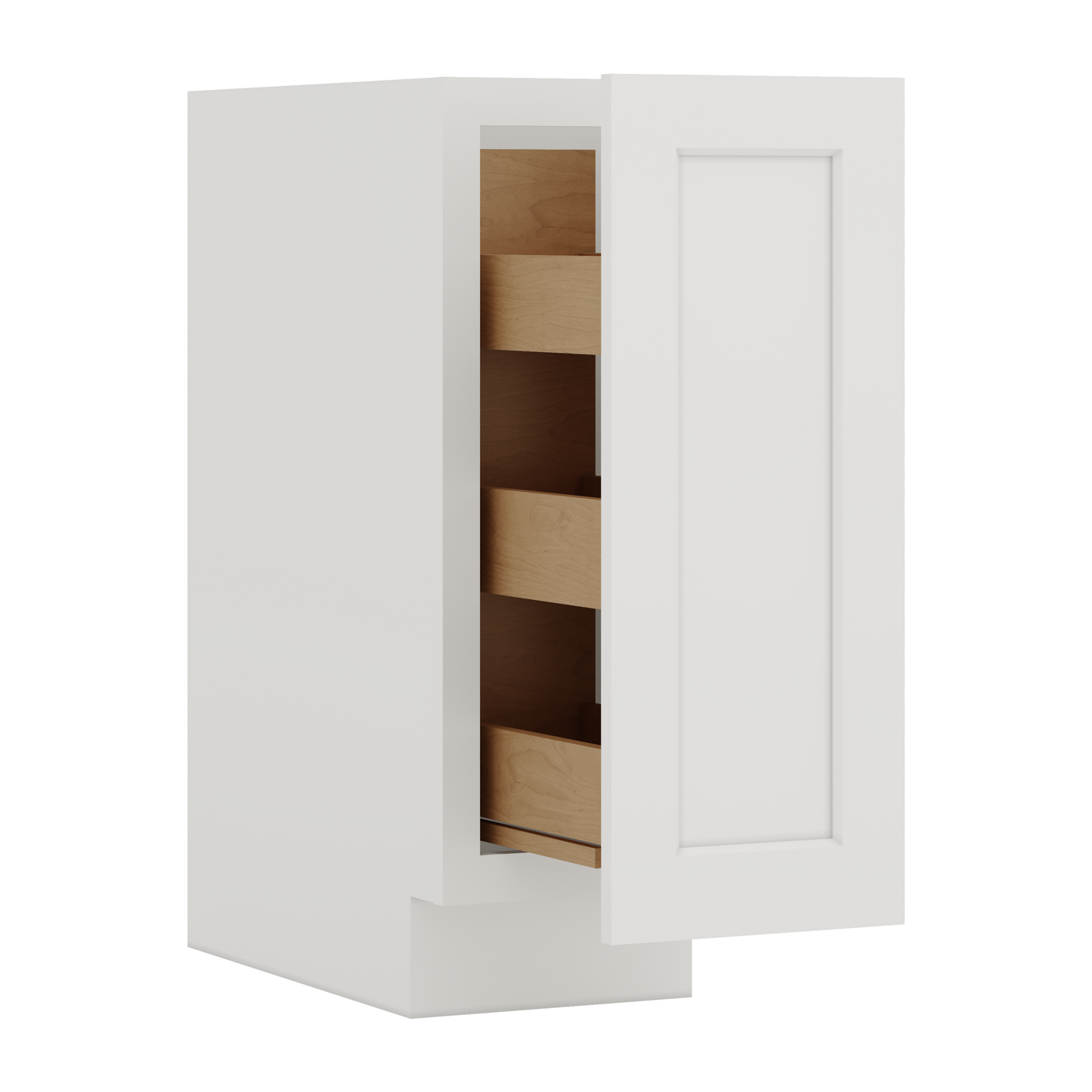 Spice Rack Pull Out Base Cabinet 6", 9" & 12" Wide 2WS White Shaker 1-1/4" Overlay