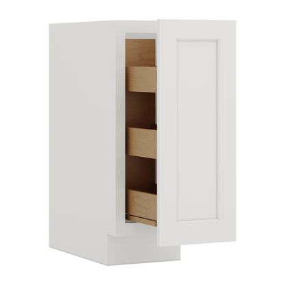 Spice Rack Pull Out Base Cabinet 6", 9" & 12" Wide 2WS White Shaker 1-1/4" Overlay