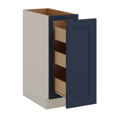 Spice Rack Pull Out Base Cabinet 6", 9" & 12" Wide NB29 Naval Blue Shaker 1-1/4" Overlay