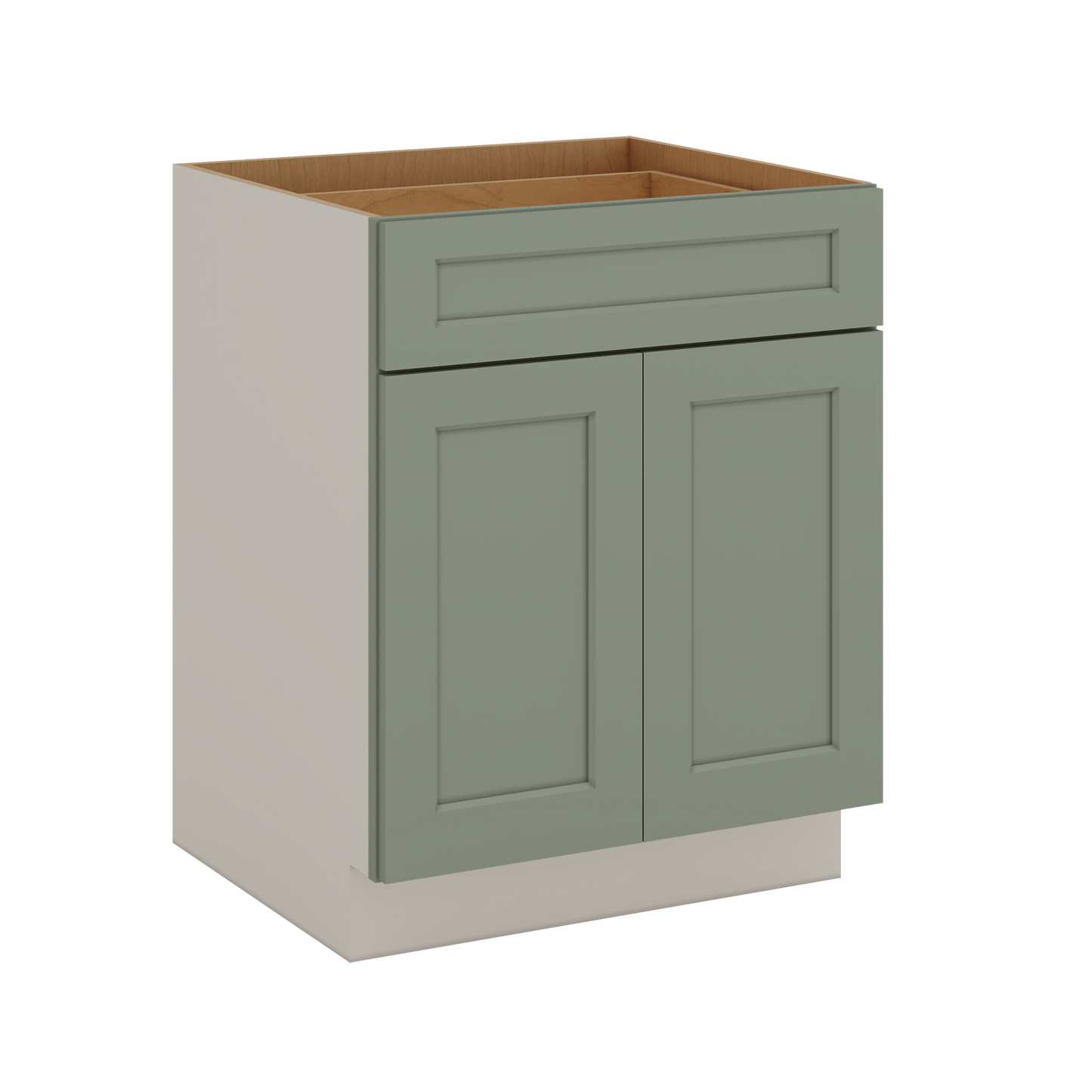 Base 27 Sage Green Overlay Shaker Kitchen Cabinets