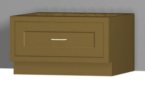 Bench Seat Cabinet 17" Tall 21" Deep Special Order Inset Shaker - Single Drawer 9", 12", 15", 18" & 21"