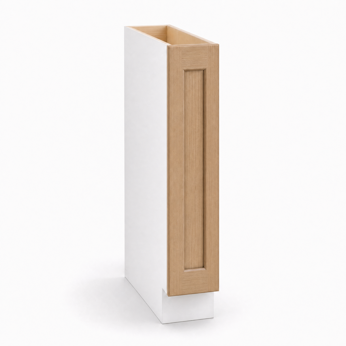6", 9" & 12" Wide Spice Rack Pull Out Base Cabinet Natural Color 17ROS - Redondo White Oak Shaker 1-1/4" Overlay