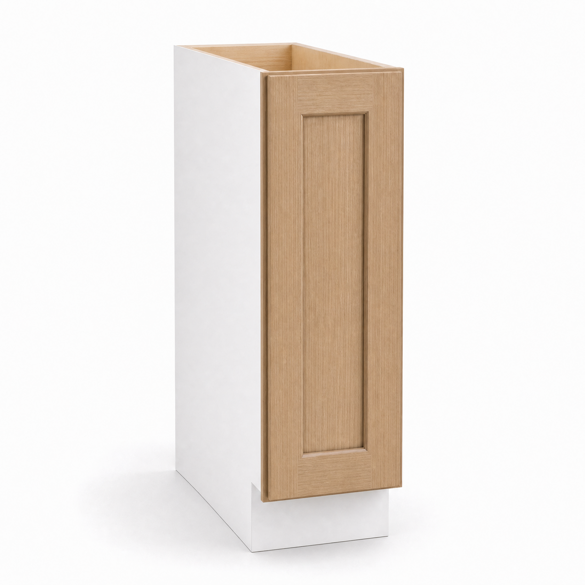 9", 12", 15", 18", 21" Wide Base Cabinet - Full Height One Door Natural Color 17ROS - Redondo White Oak Shaker 1-1/4" Overlay