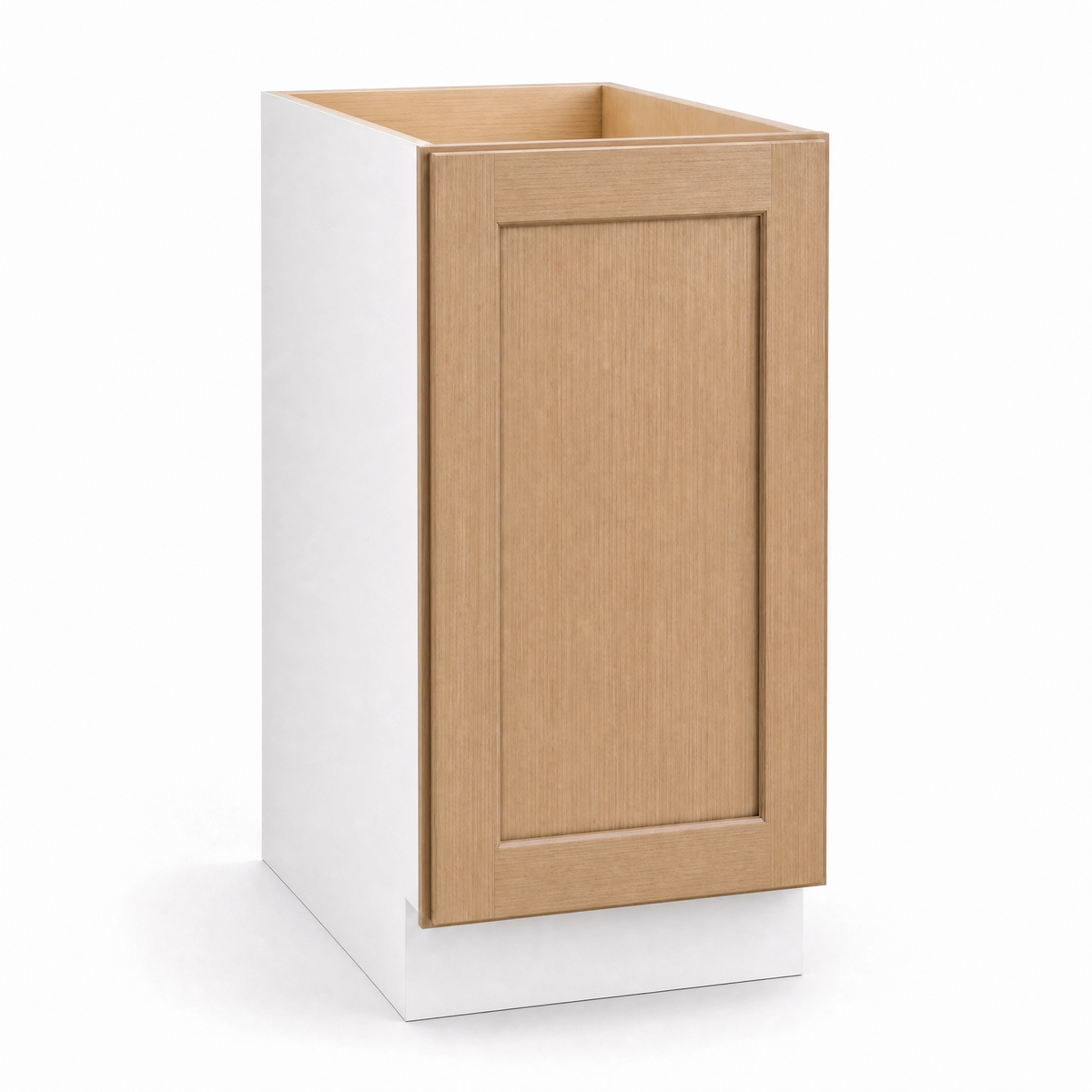 9", 12", 15", 18", 21" Wide Base Cabinet - Full Height One Door Natural Color 17ROS - Redondo White Oak Shaker 1-1/4" Overlay