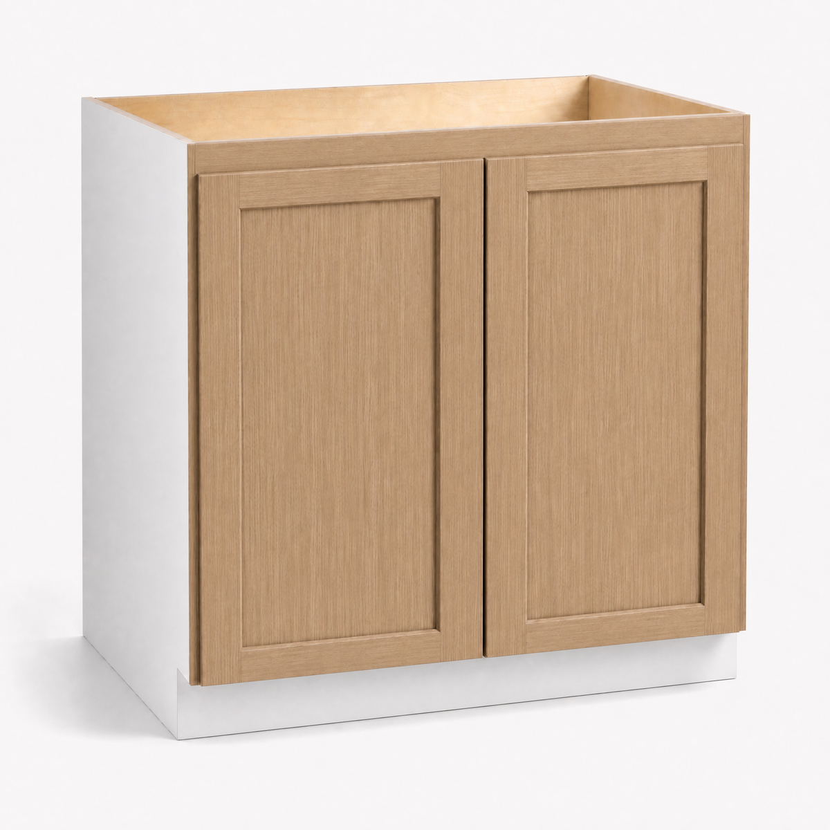 Full Height Two Doors 24", 27", 30", 33, 36" & 42" Wide Natural Color 17ROS - Redondo White Oak Shaker 1-1/4" Overlay Base Cabinet
