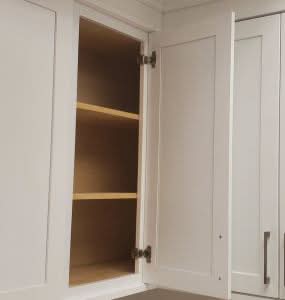 Blind Corner 29 Newport White Double Shaker 1-1/4" Overlay Wall Cabinet (left or right) 27" Wide by 30", 36" or 42" Tall