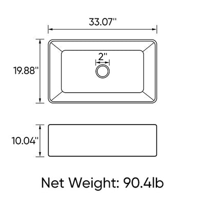 Ceramic Single Bowl Rectangle Kitchen Sink 30" Wide by 18" Deep