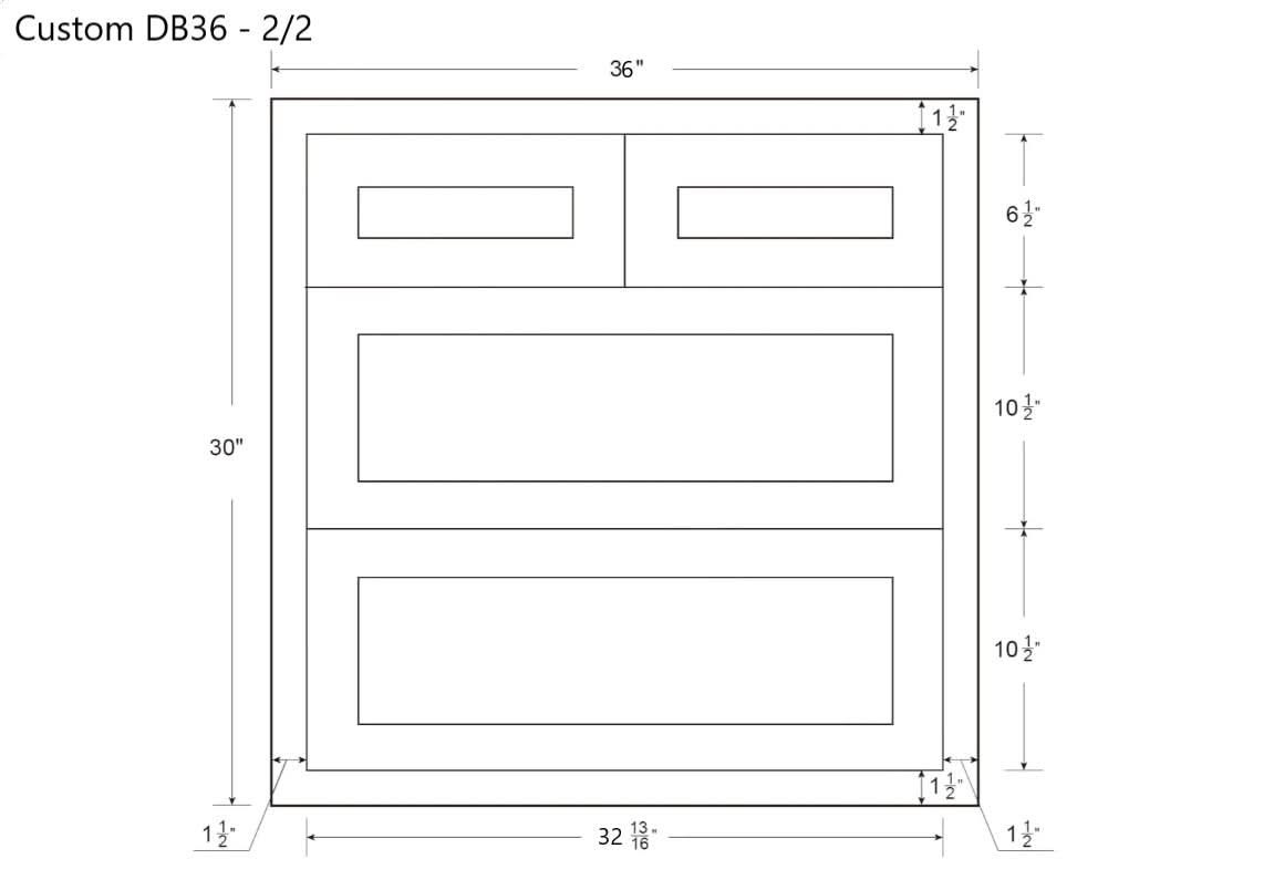 Drawer Base 36 inch Custom Inset Kitchen Cabinet 4 Drawers