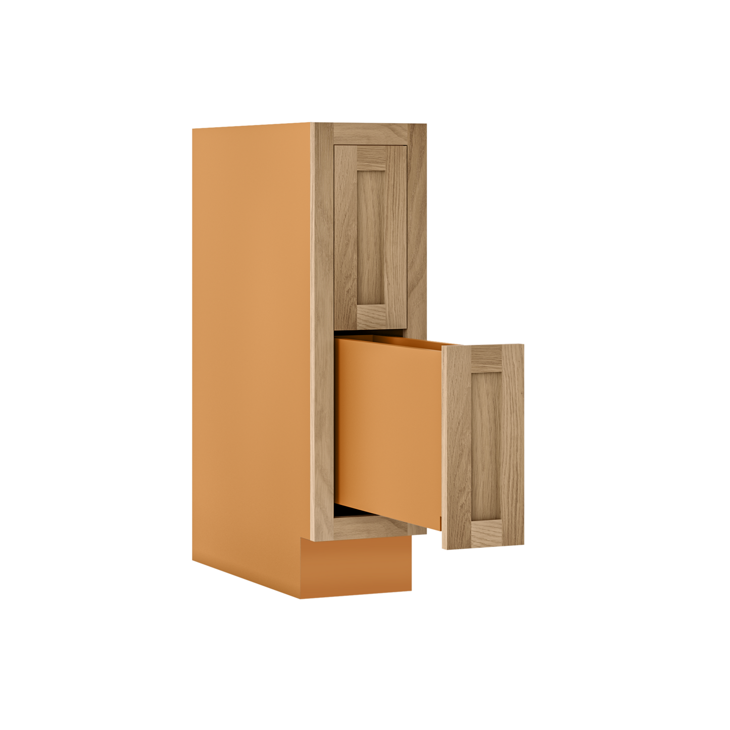 White Oak Shaker Inset Two Drawer Base Cabinet - Two Drawers - 12" - 36"  - Special Order