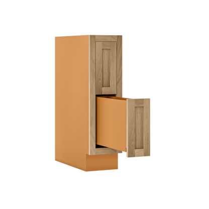 White Oak Shaker Inset Two Drawer Base Cabinet - Two Drawers - 12" - 36"  - Special Order