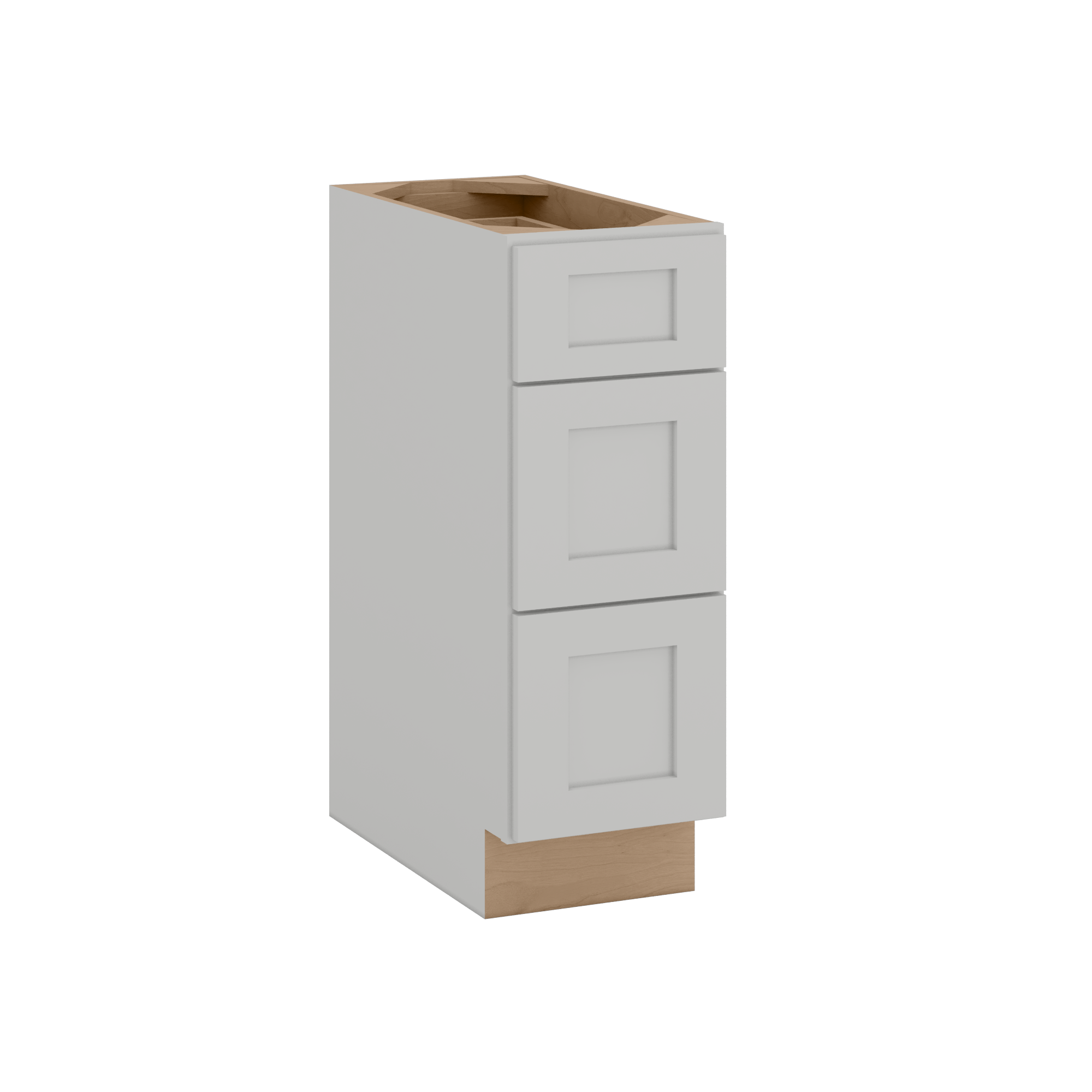 12", 15", 18", 21", 24", 30" & 36" Three Drawer Base Cabinet | RTA Unassembled | Premium Shaker White Full Overlay