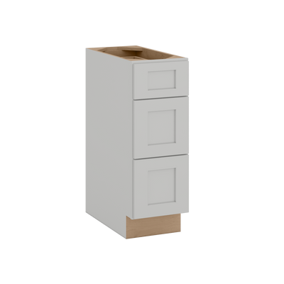 12", 15", 18", 21", 24", 30" & 36" Three Drawer Base Cabinet | RTA Unassembled | Premium Shaker White Full Overlay