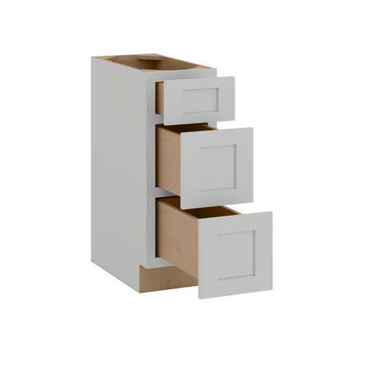 12", 15", 18", 21", 24", 30" & 36" Three Drawer Base Cabinet | RTA Unassembled | Northpoint Polar White Full Overlay