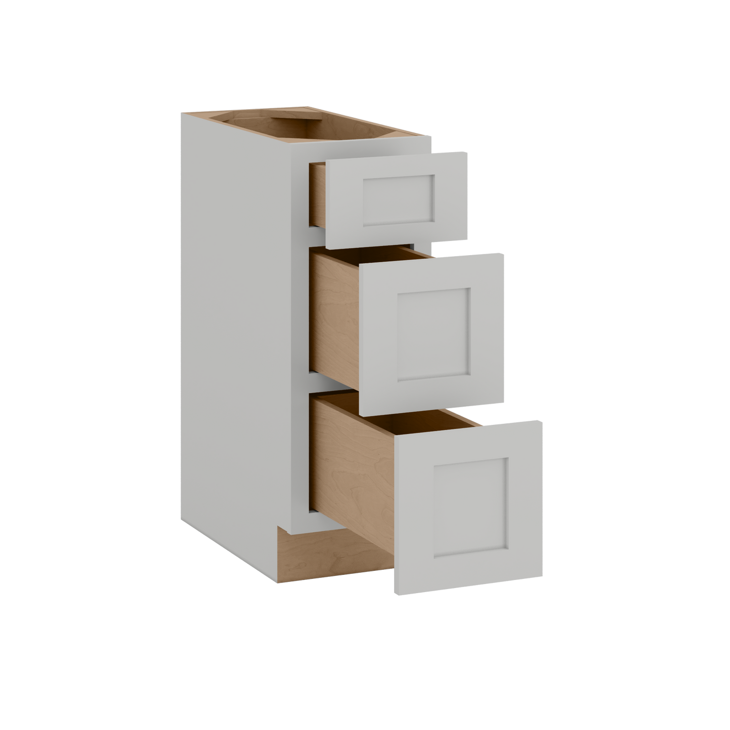 12", 15", 18", 21", 24", 30" & 36" Three Drawer Base Cabinet | RTA Unassembled | Northpoint Polar White Full Overlay