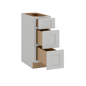 12", 15", 18", 21", 24", 30" & 36" Three Drawer Base Cabinet | RTA Unassembled | Premium Shaker White Full Overlay