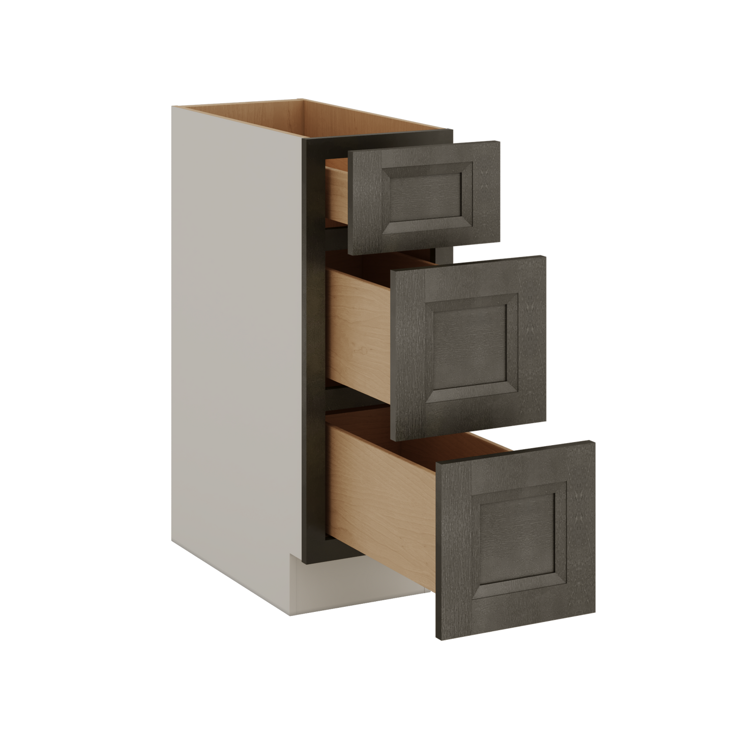 Huntington Cinder Double Shaker 3 Drawer Base Cabinet 12", 15", 18", 21", 24", 30", 33" & 36" Wide