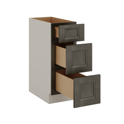 Huntington Cinder Double Shaker 3 Drawer Base Cabinet 12", 15", 18", 21", 24", 30", 33" & 36" Wide