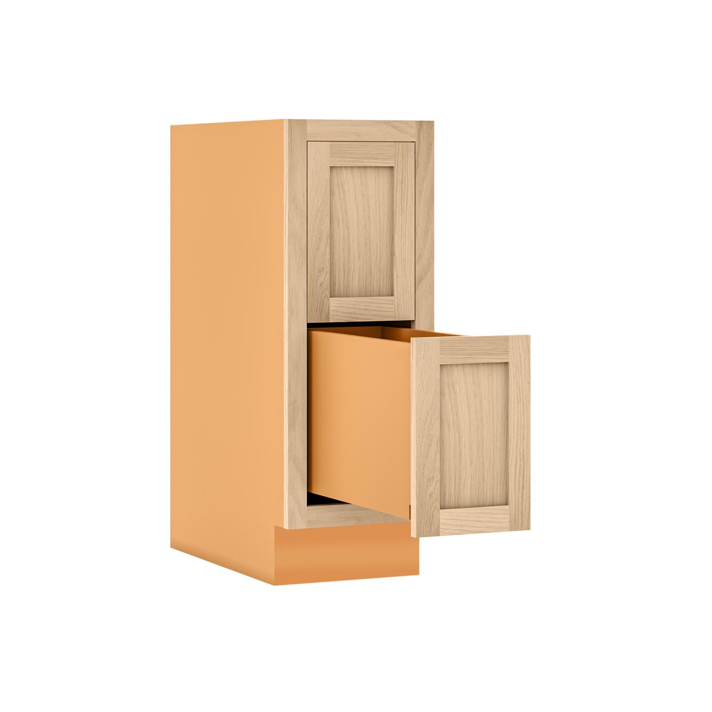 White Oak Shaker Inset Two Drawer Base Cabinet - Two Drawers - 12" - 36"  - Special Order