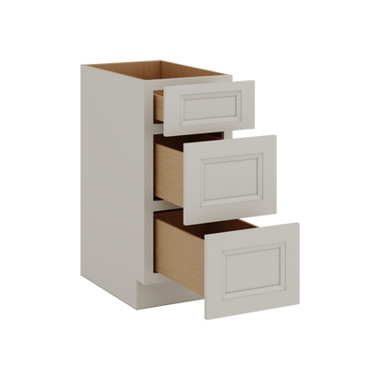 27LGDS Laguna Gray Double Shaker 3 Drawer Base Cabinet 12", 15", 18", 21", 24", 30", 33" & 36" Wide