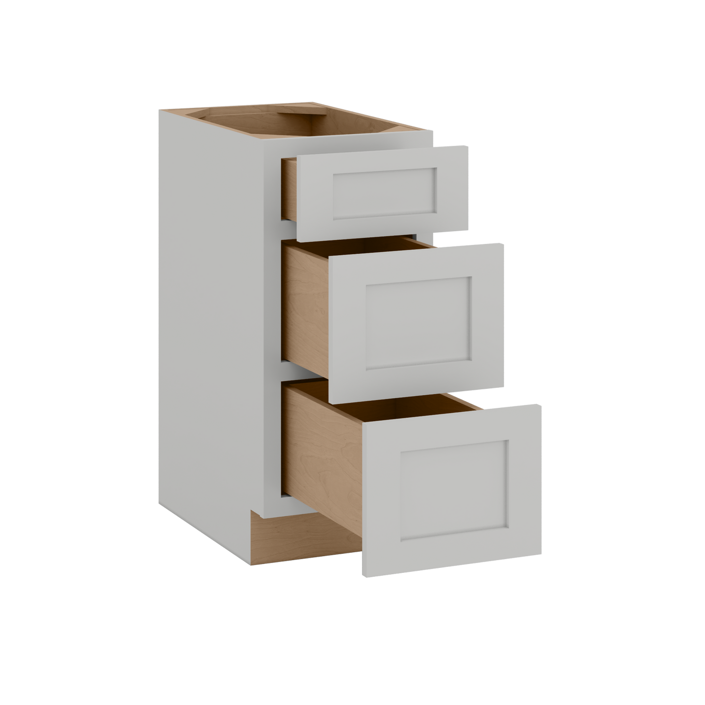 12", 15", 18", 21", 24", 30" & 36" Three Drawer Base Cabinet | RTA Unassembled | Northpoint Polar White Full Overlay