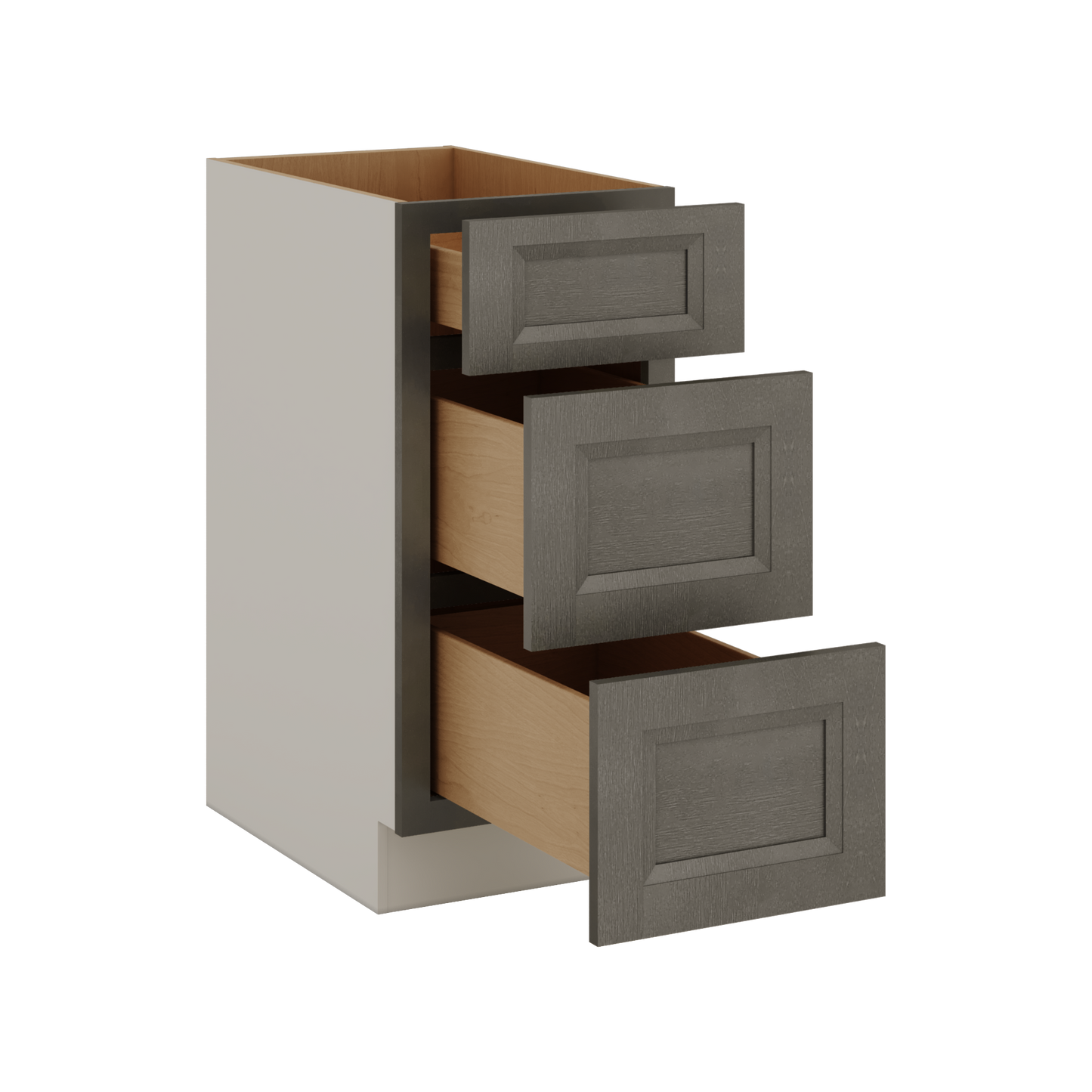 Huntington Cinder Double Shaker 3 Drawer Base Cabinet 12", 15", 18", 21", 24", 30", 33" & 36" Wide