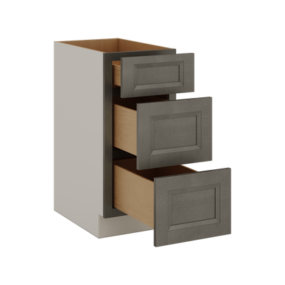 Huntington Cinder Double Shaker 3 Drawer Base Cabinet 12", 15", 18", 21", 24", 30", 33" & 36" Wide