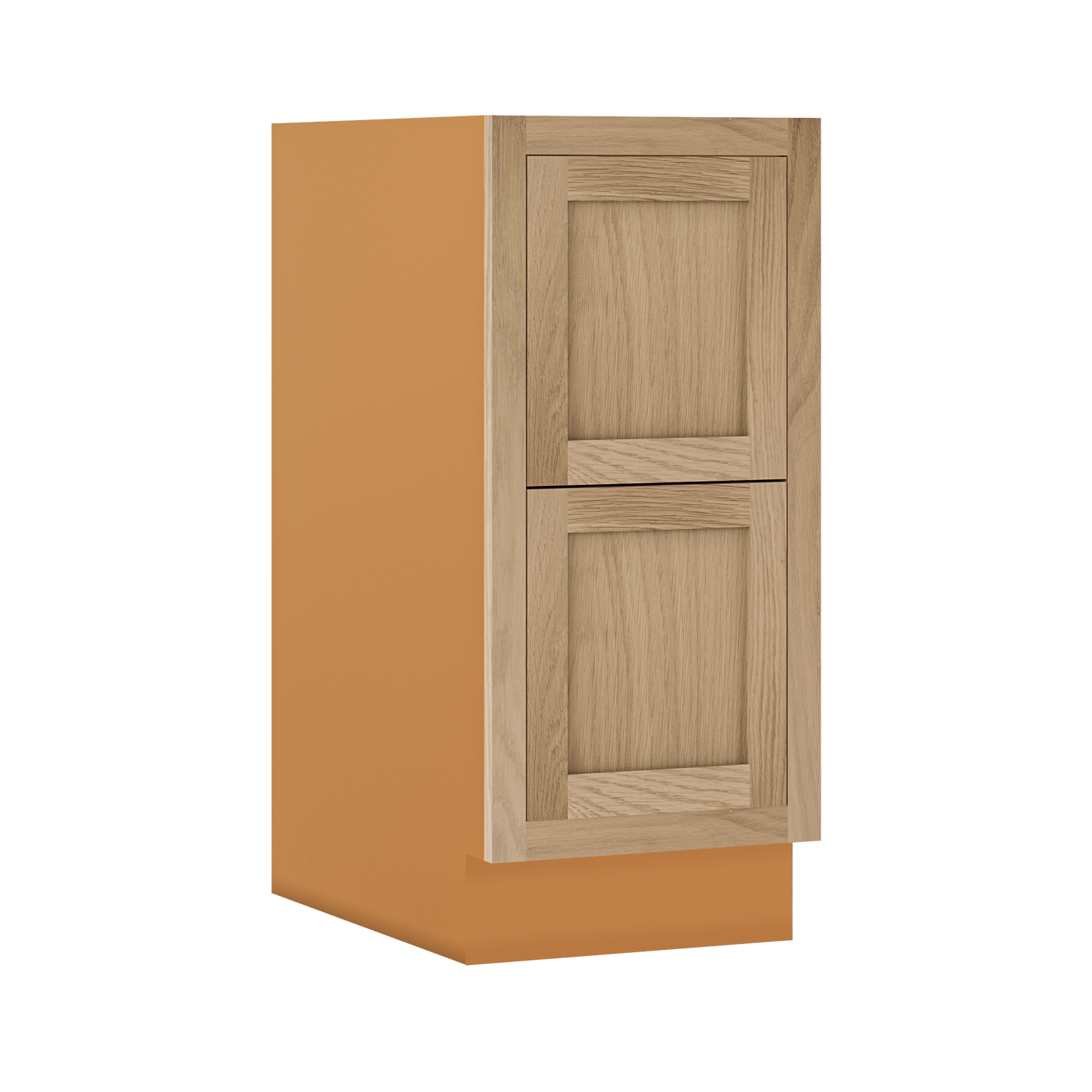 White Oak Shaker Inset Two Drawer Base Cabinet - Two Drawers - 12" - 36"  - Special Order