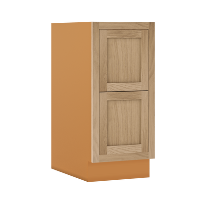 White Oak Shaker Inset Two Drawer Base Cabinet - Two Drawers - 12" - 36"  - Special Order