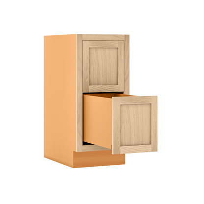 White Oak Shaker Inset Two Drawer Base Cabinet - Two Drawers - 12" - 36"  - Special Order
